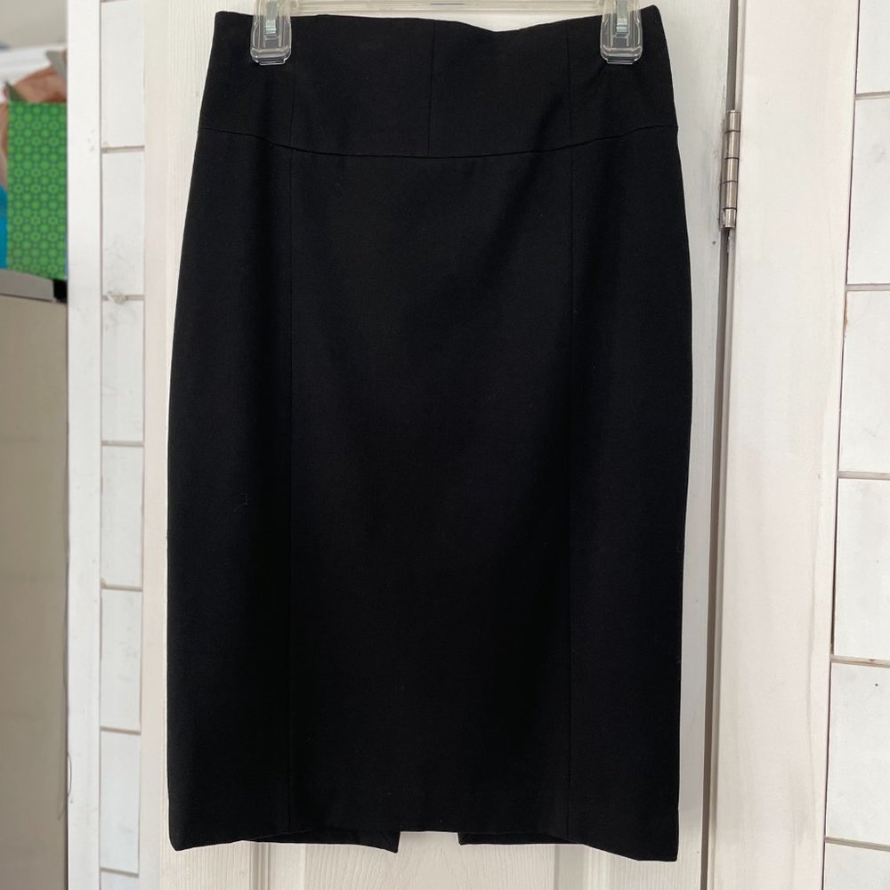 Like New | Express Black mid-length high rise pencil skirt with slit | Women's 4